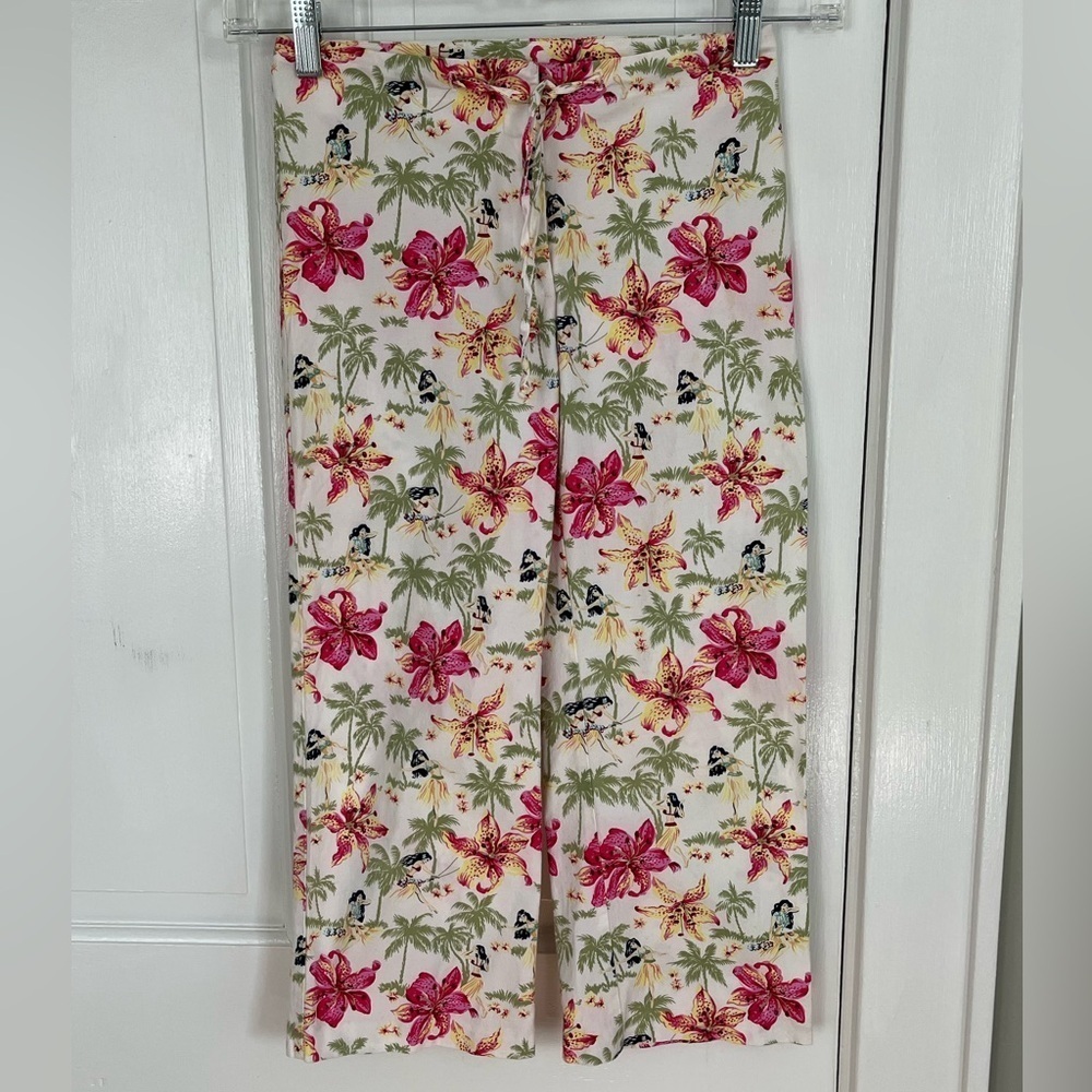 Vintage Y2K Necessary Objects Hawaiian Print Cropped Pants Size XS Tropical